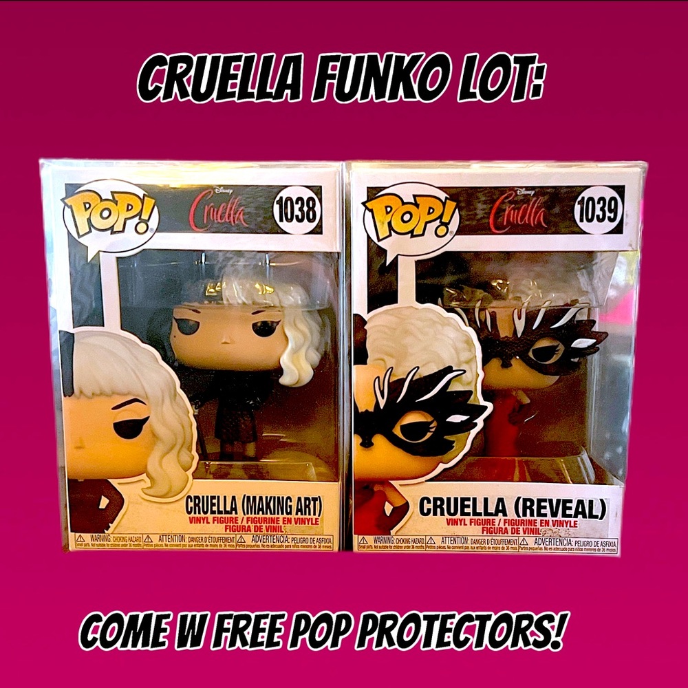 Funko Cruella Lot: 
Making Art 1038 
Reveal 1039 
NIB w pop protectors!